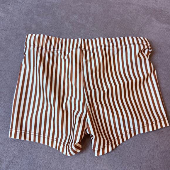 H&M Swim Trunks Euro Shorts Swimsuit Boys 5T 6 Brown White Stripe Retro - Picture 4 of 8